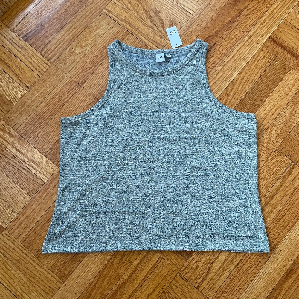 Cream racerback tank with gold weave